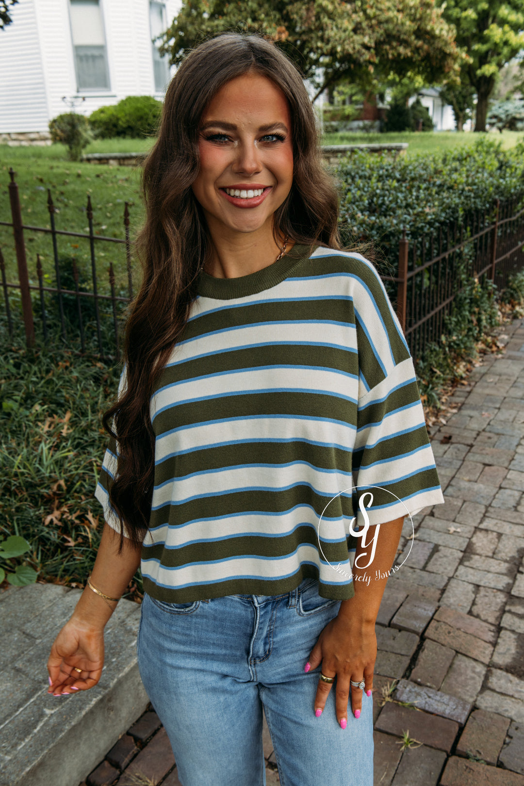Outpost Striped Top - Olive