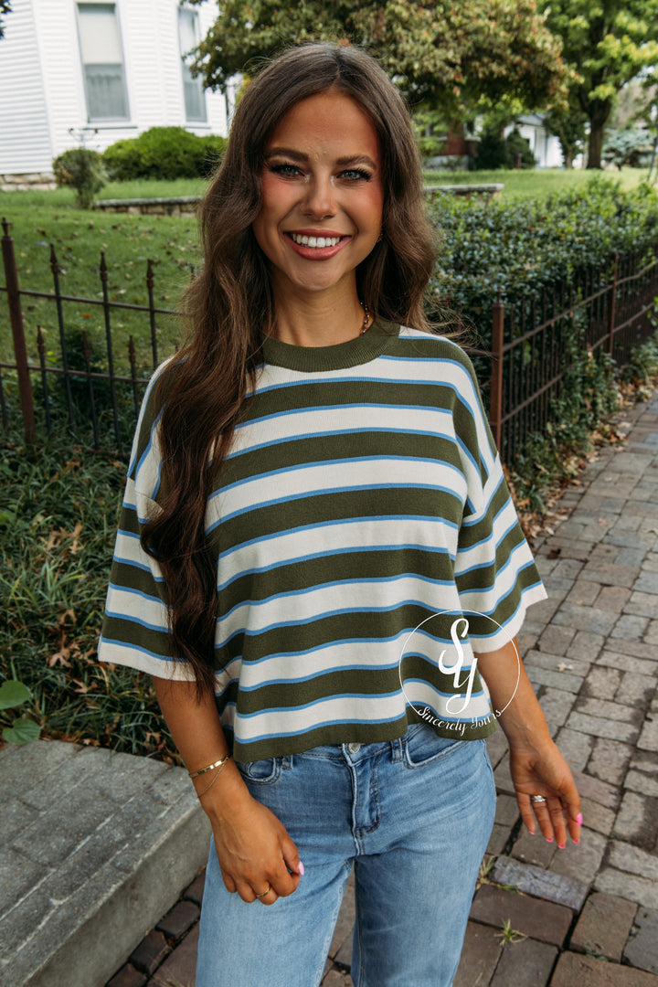 Outpost Striped Top - Olive