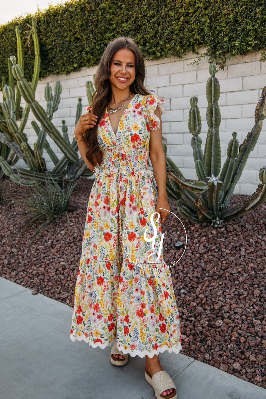 Lovely Floral Dress - Ivory Multi