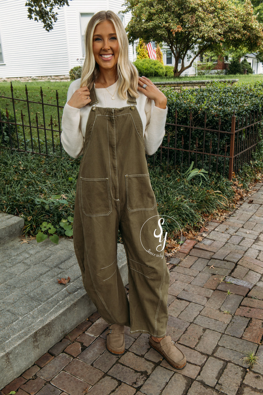 Over The Moon Overalls - Olive