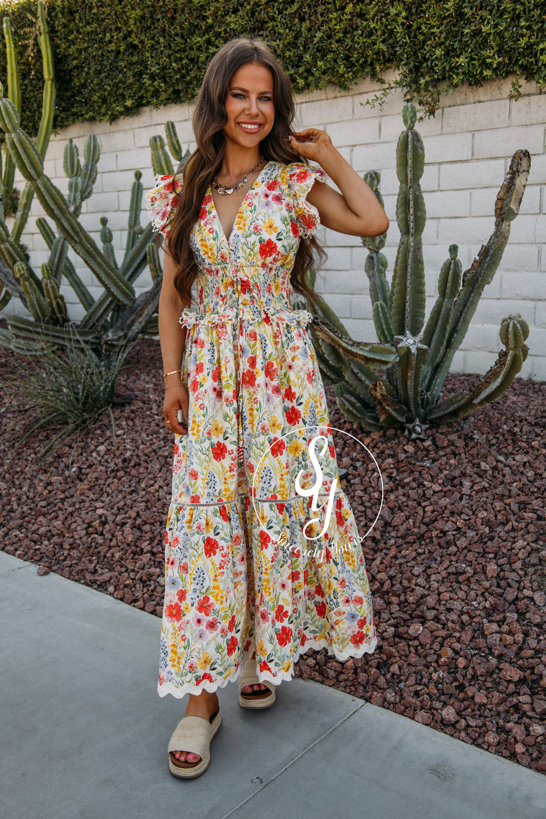 Lovely Floral Dress - Ivory Multi