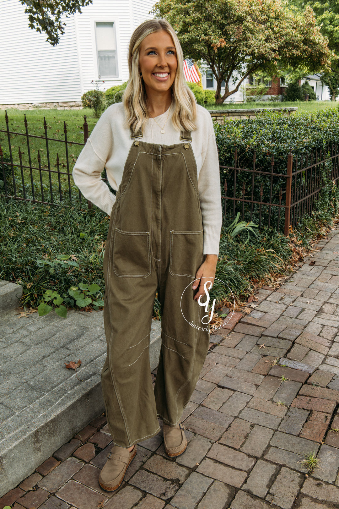 Over The Moon Overalls - Olive