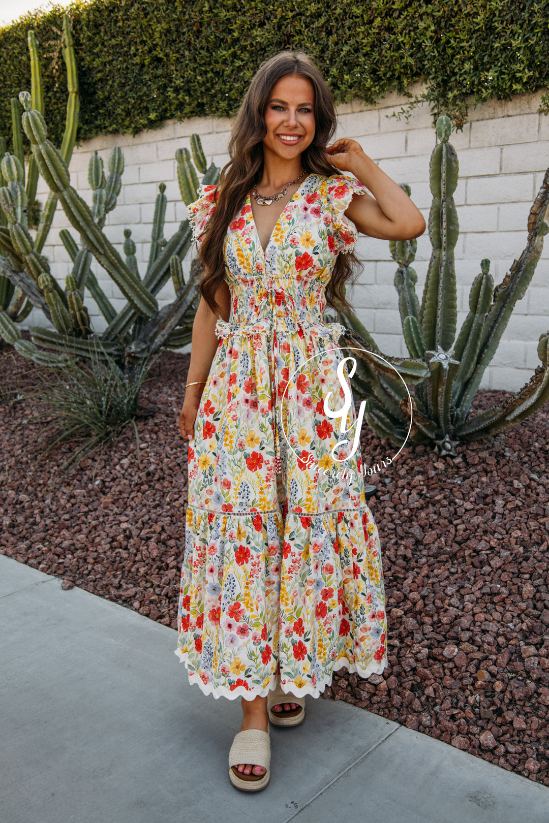 Lovely Floral Dress - Ivory Multi