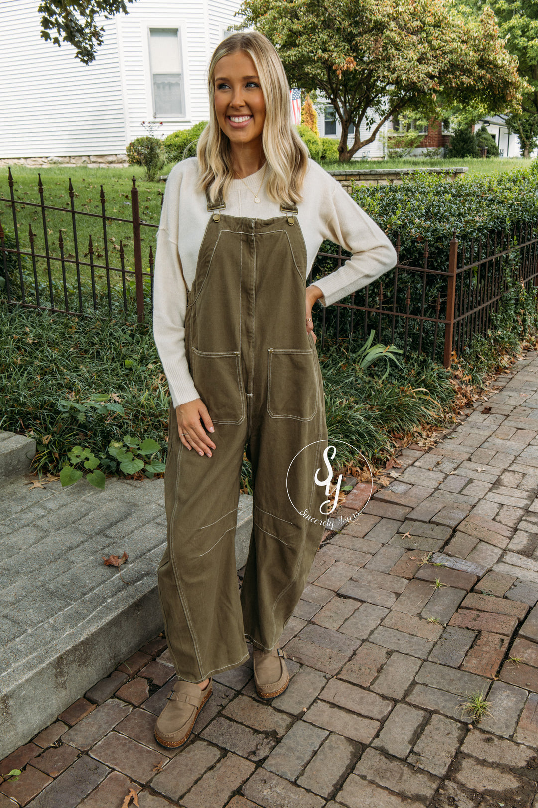 Over The Moon Overalls - Olive