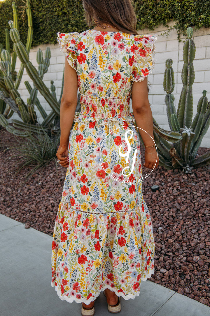 Lovely Floral Dress - Ivory Multi