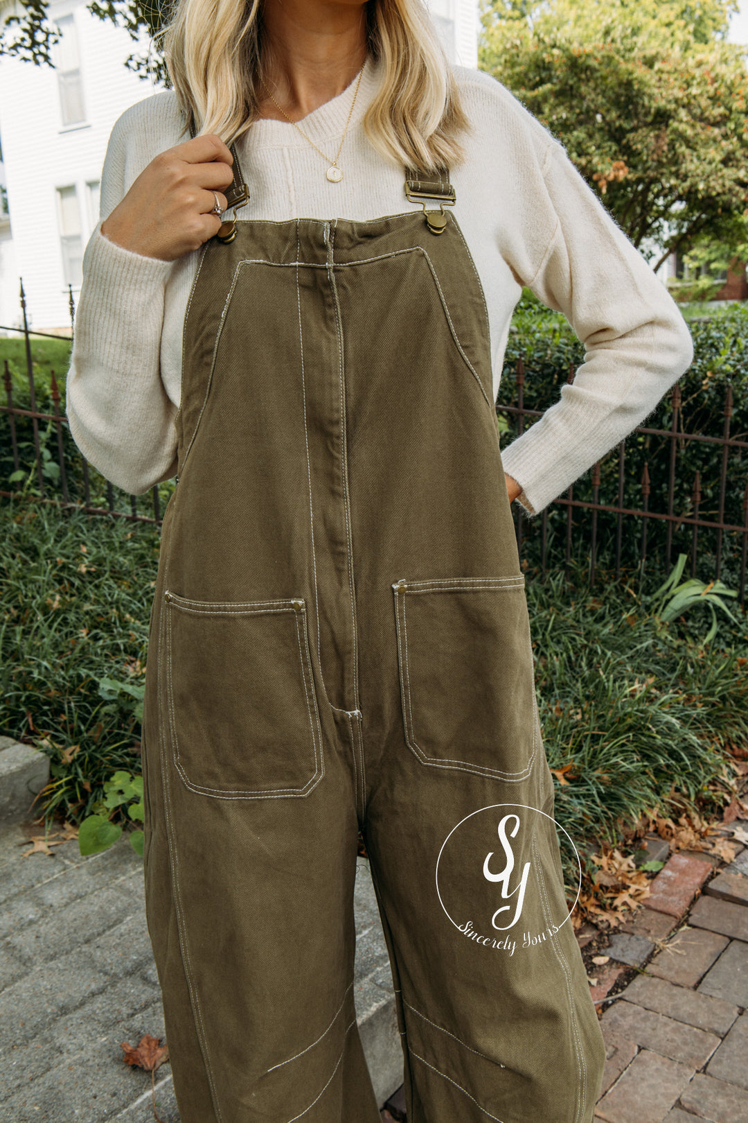 Over The Moon Overalls - Olive