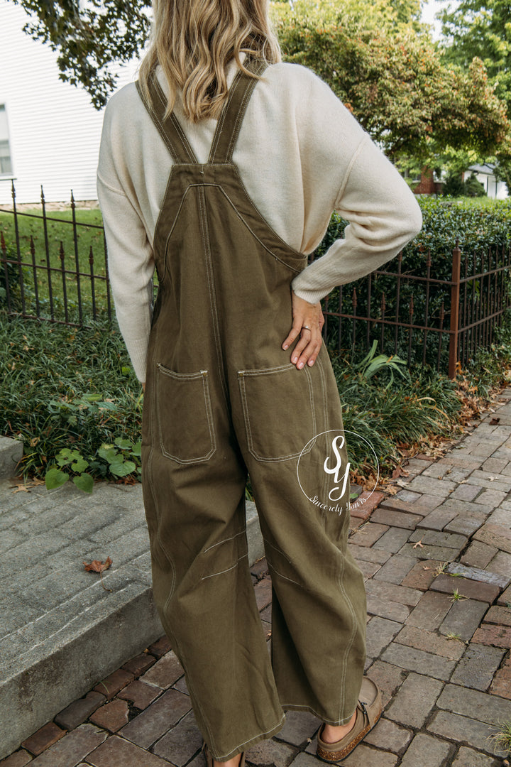 Over The Moon Overalls - Olive