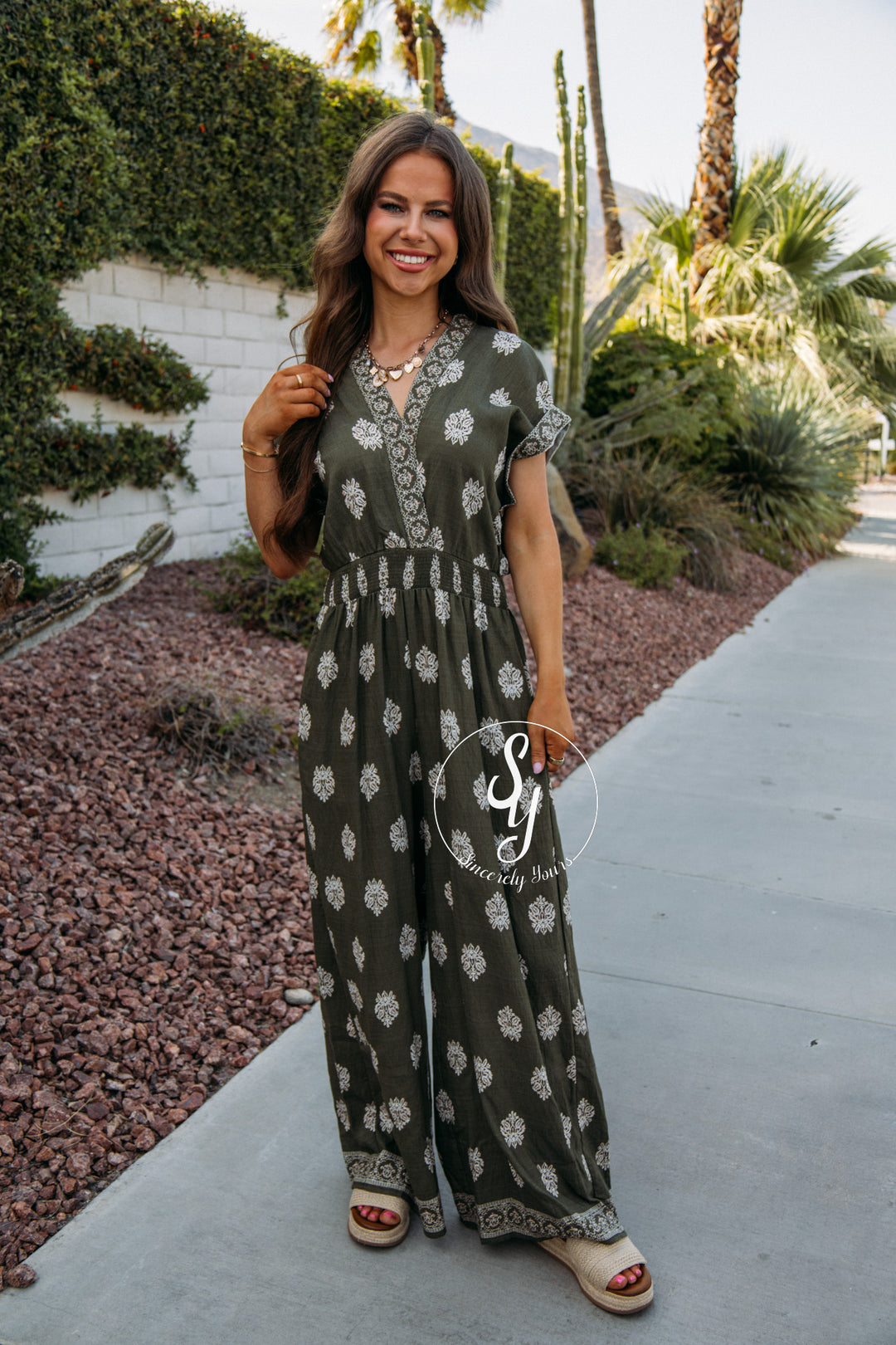 Bubbly Love Jumpsuit - Olive