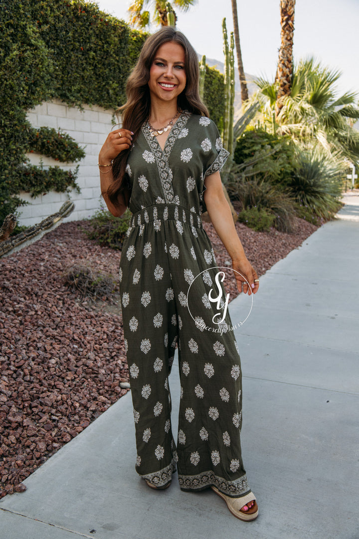 Bubbly Love Jumpsuit - Olive