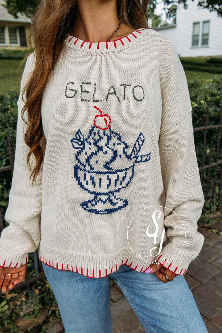 Gelato Moment Sweater - Cream/Red