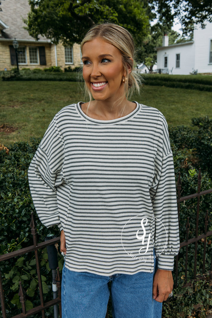 Stripe Love Top - Cream/Black