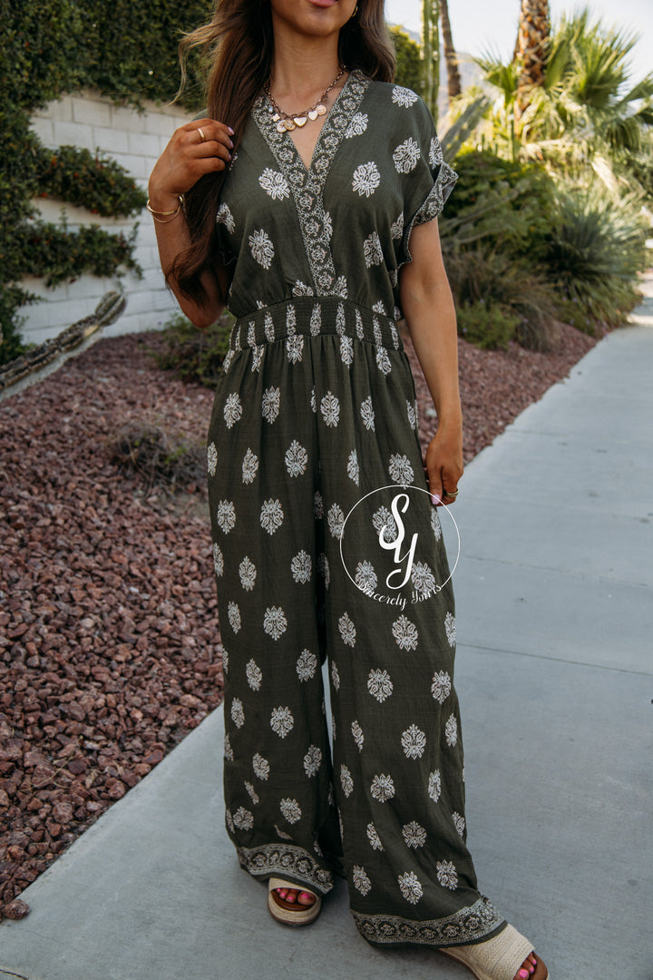 Bubbly Love Jumpsuit - Olive