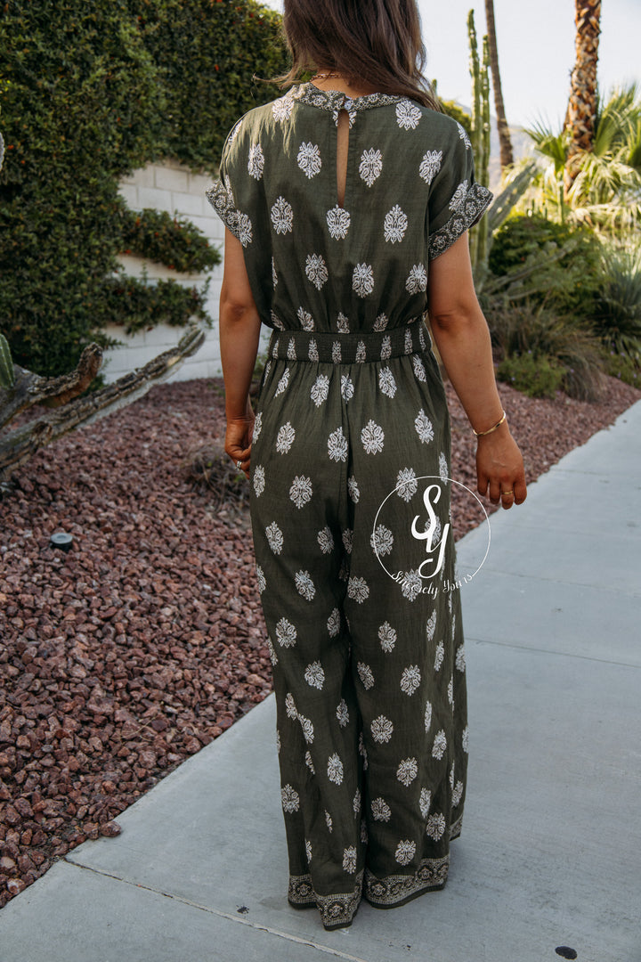 Bubbly Love Jumpsuit - Olive