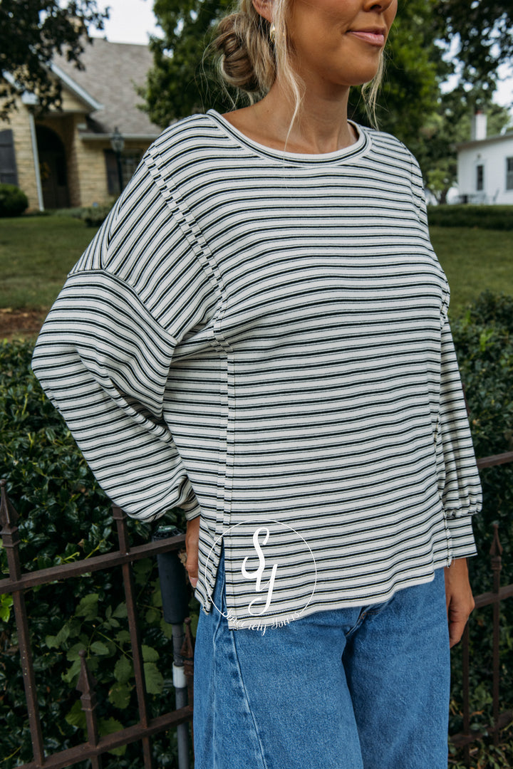 Stripe Love Top - Cream/Black