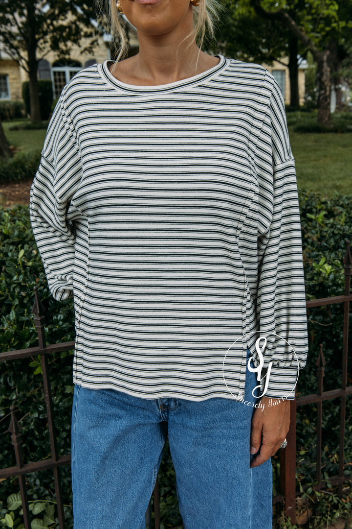 Stripe Love Top - Cream/Black