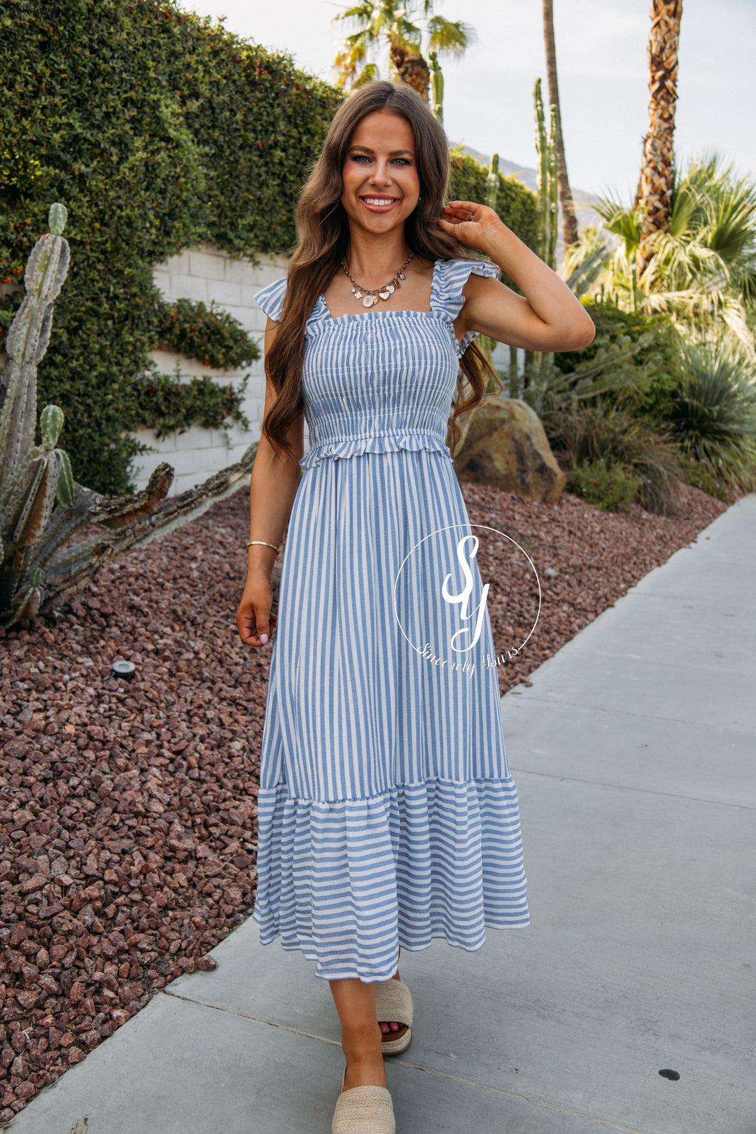 Chic Stripes Dress - Blue