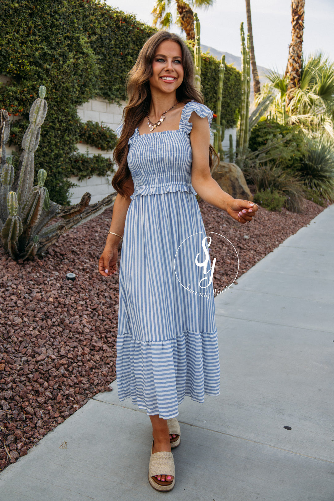 Chic Stripes Dress - Blue
