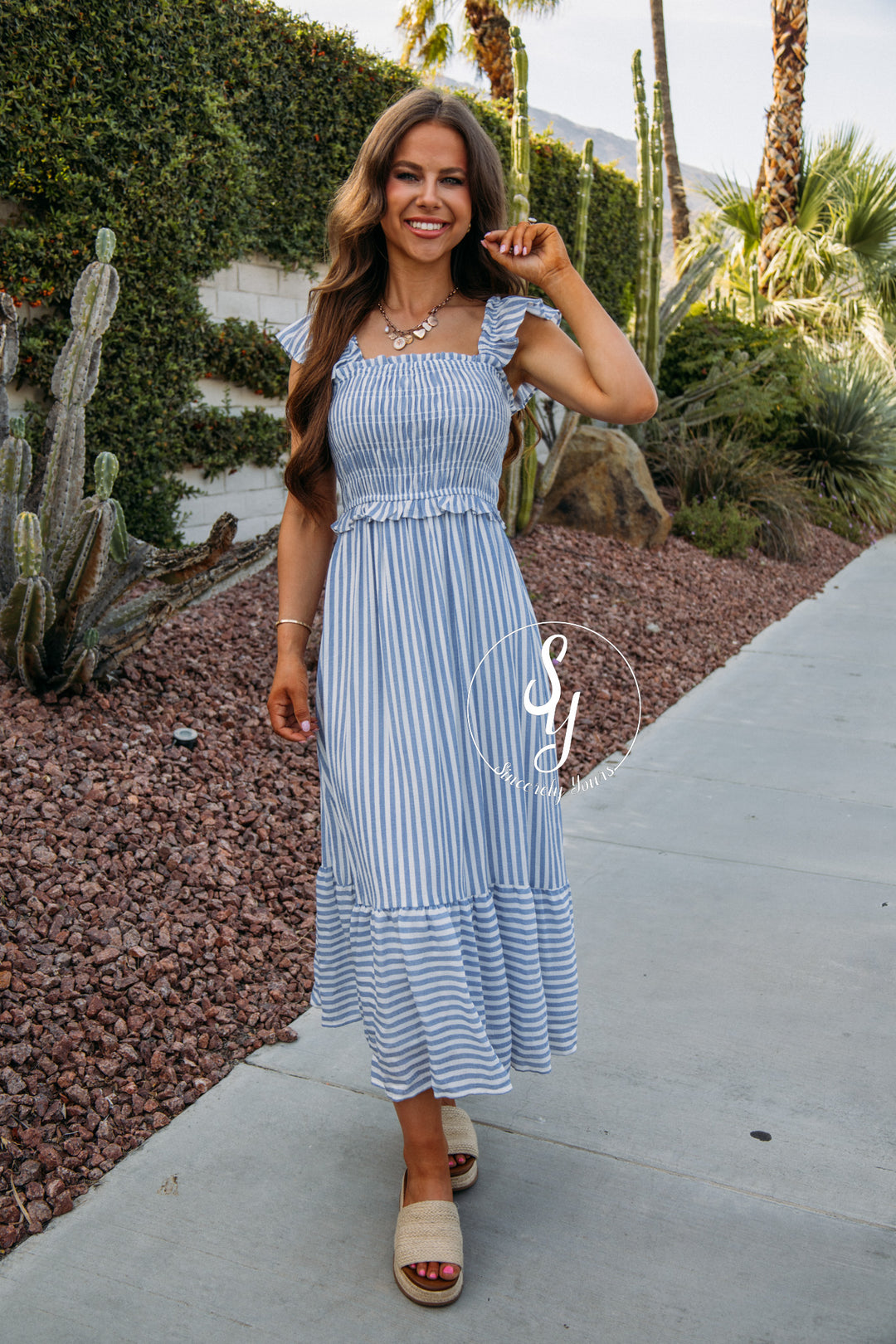 Chic Stripes Dress - Blue