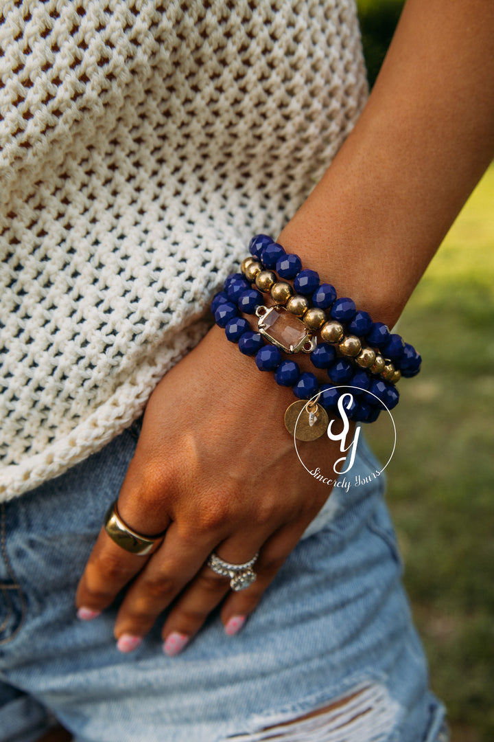 Blue Beaded Moment Bracelet