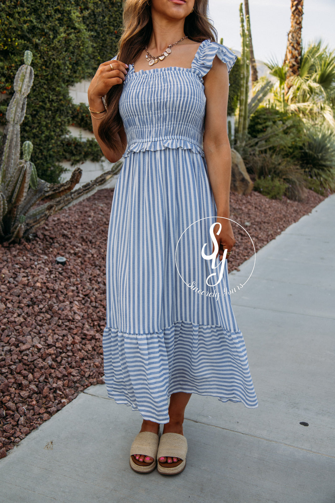 Chic Stripes Dress - Blue