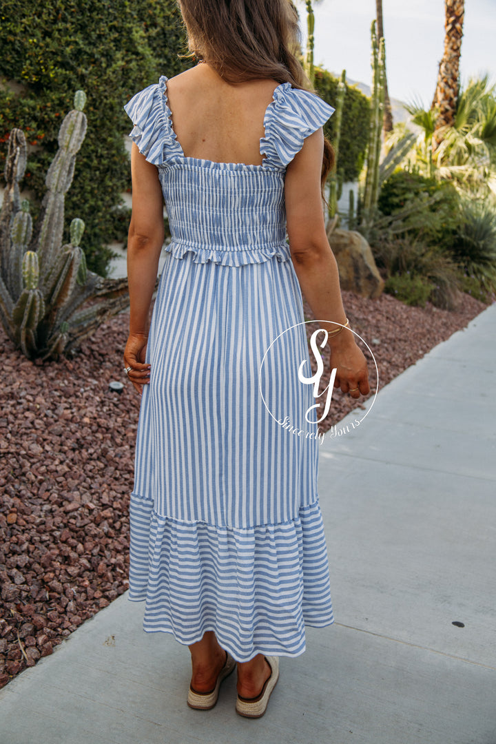 Chic Stripes Dress - Blue