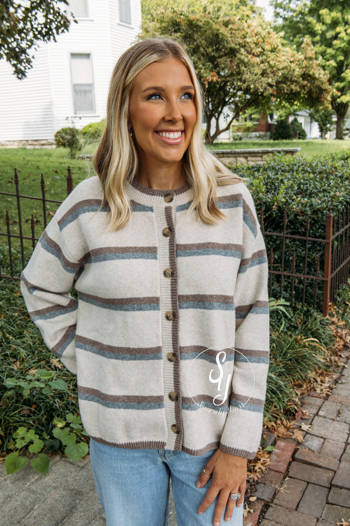 Bonfire Nights Striped Sweater- Oatmeal Multi