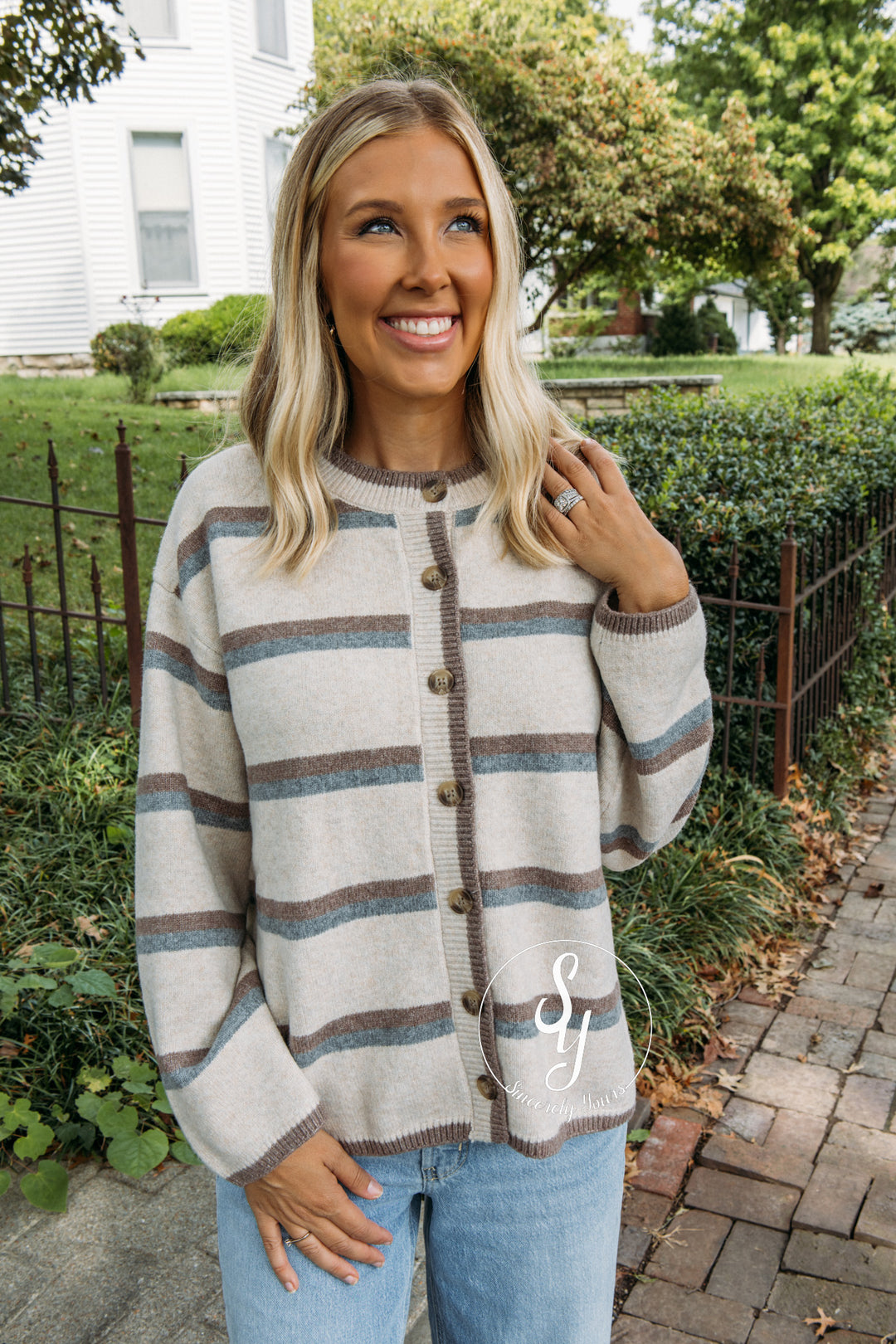 Bonfire Nights Striped Sweater- Oatmeal Multi