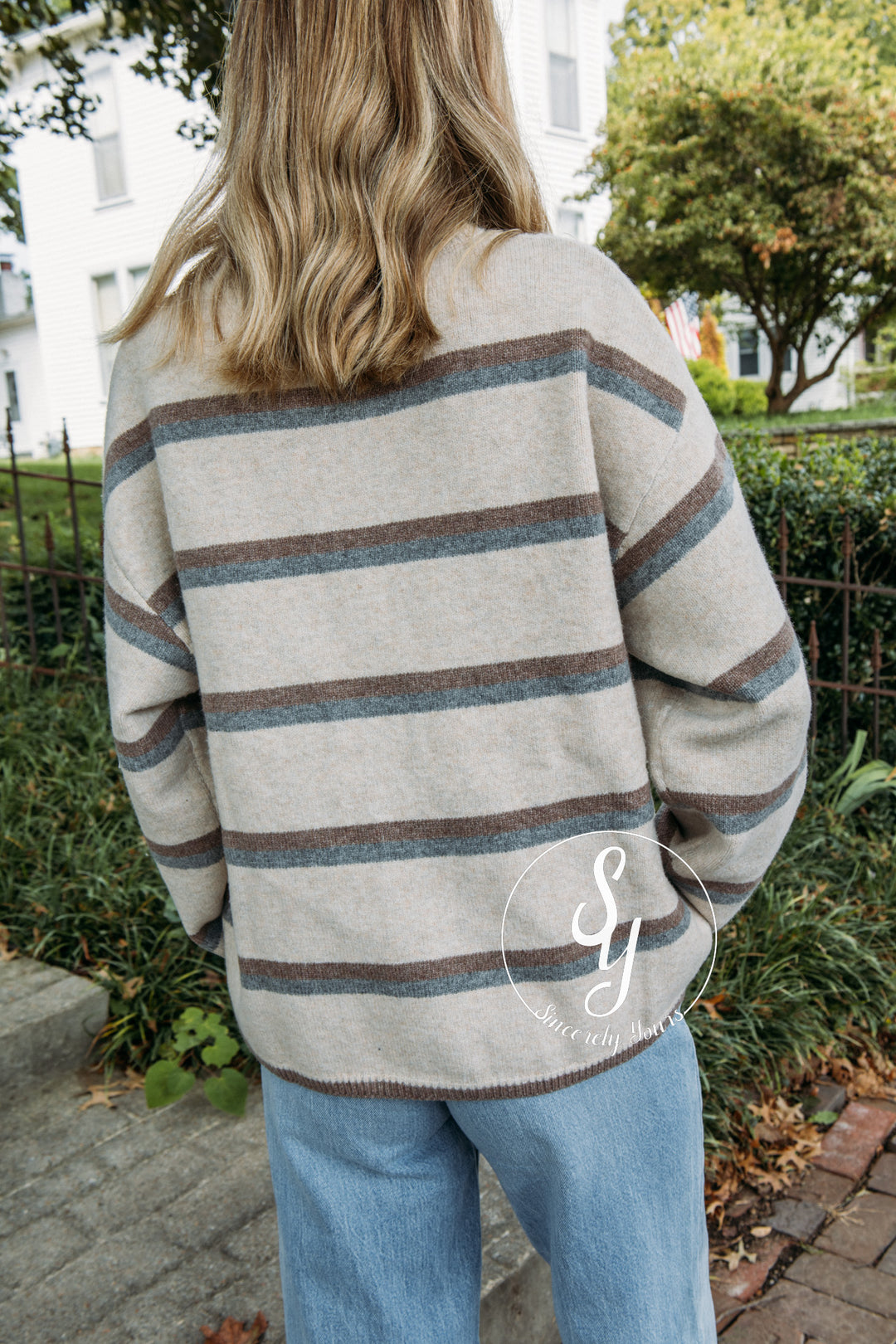 Bonfire Nights Striped Sweater- Oatmeal Multi