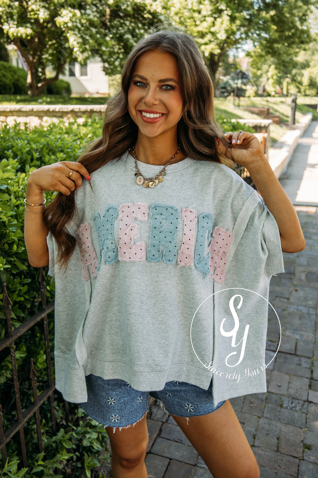Cozy America Feeling Top - H. Grey