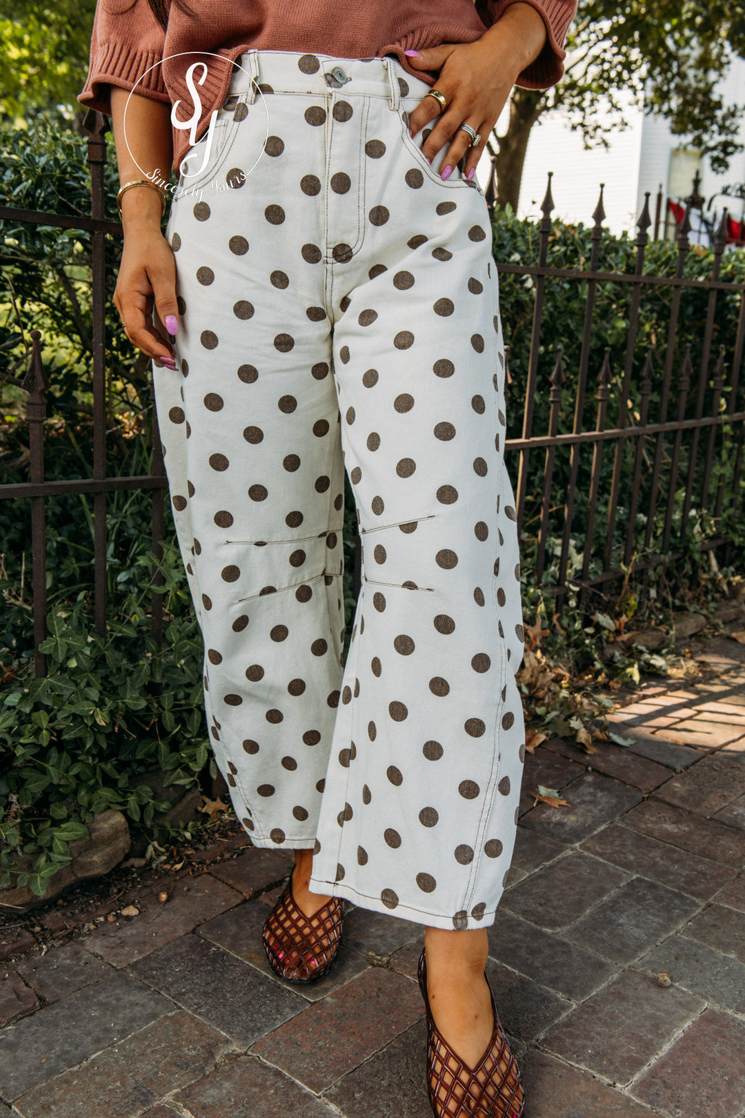 Noma Polka Dot Barrel Denim - Oatmeal