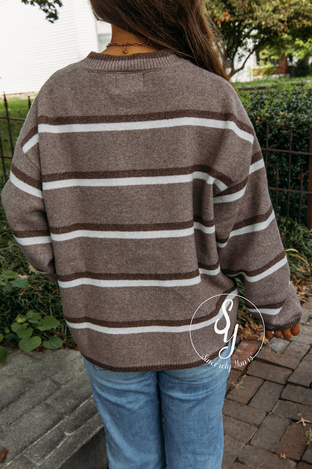 Bonfire Nights Striped Sweater- Light Mocha Multi