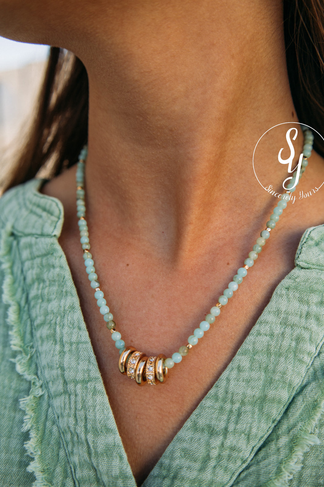 Cara Necklace -Sage