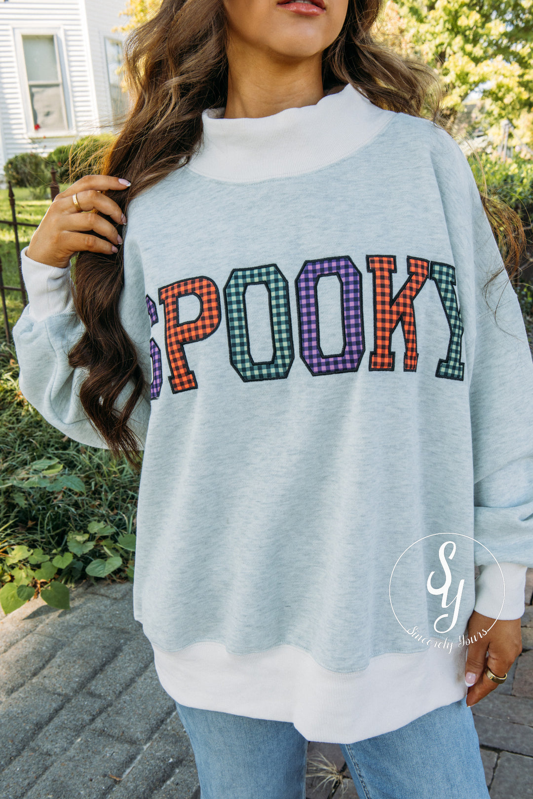 Spooky Feels Mock Neck - Oatmeal Multi
