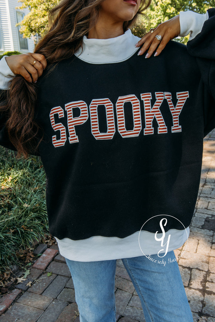 Scary Vibes Mock Neck - Black/Rust