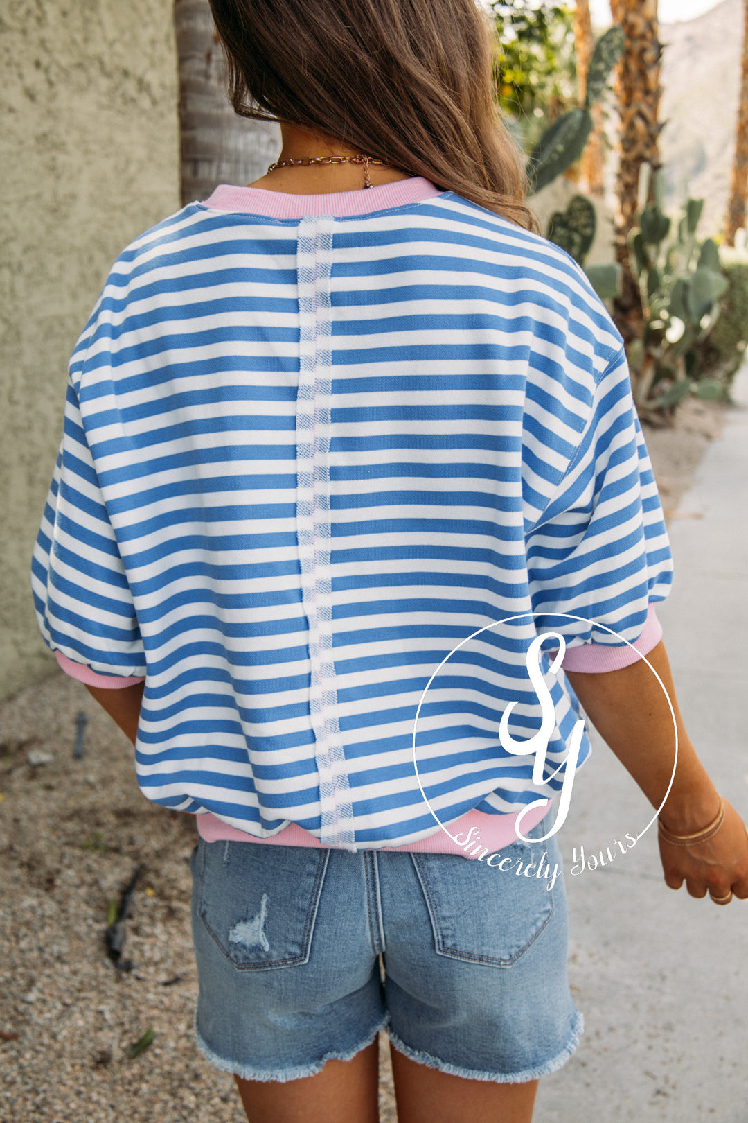 All The Stripes Top - Blue/Lt. Pink