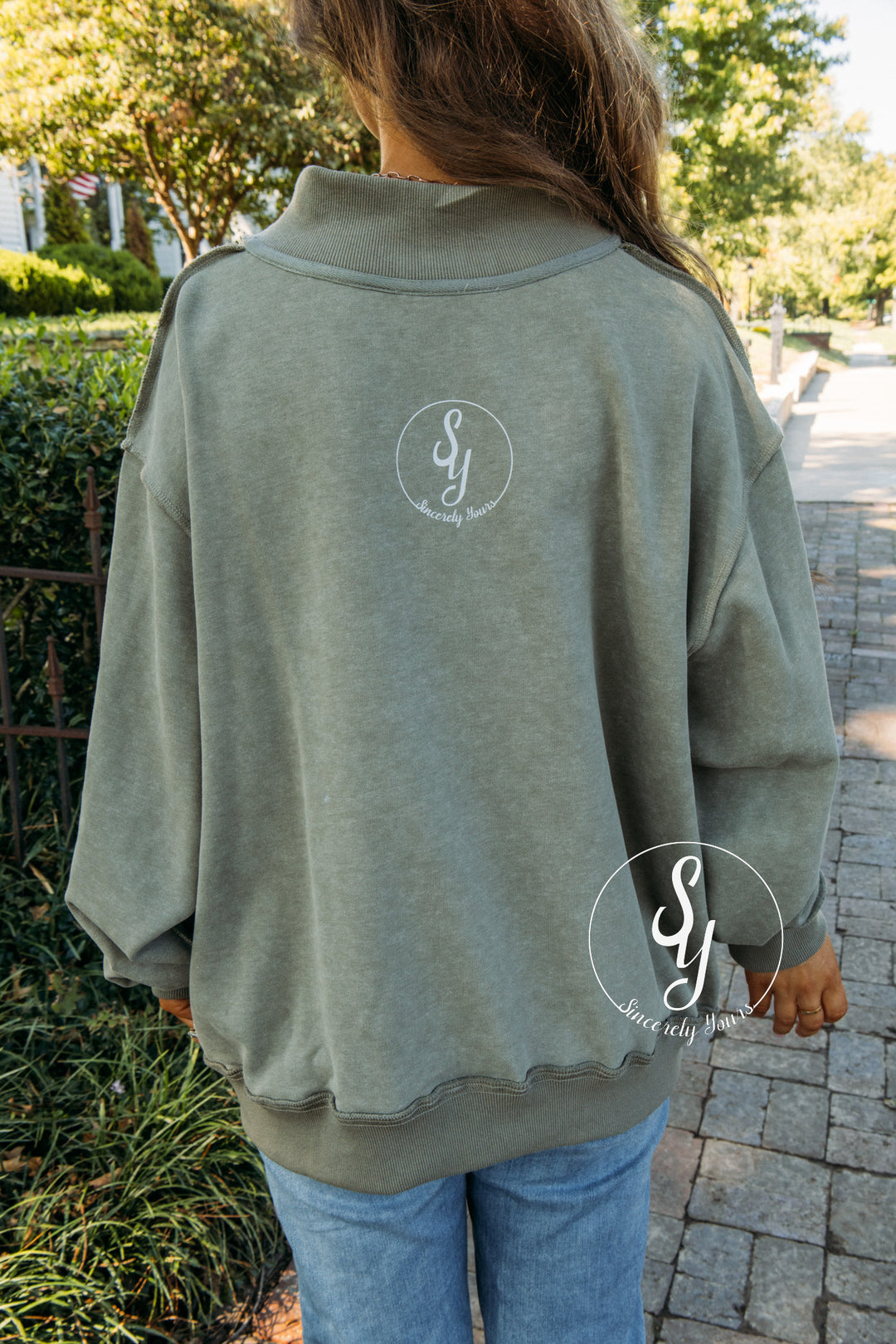 Maple Leaf Mock Neck - Washed Olive