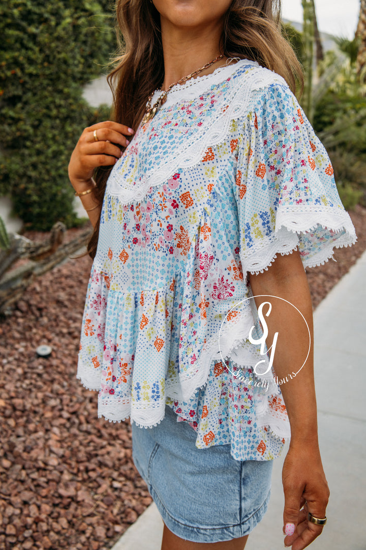 Flower Filled Moment Top - Coconut