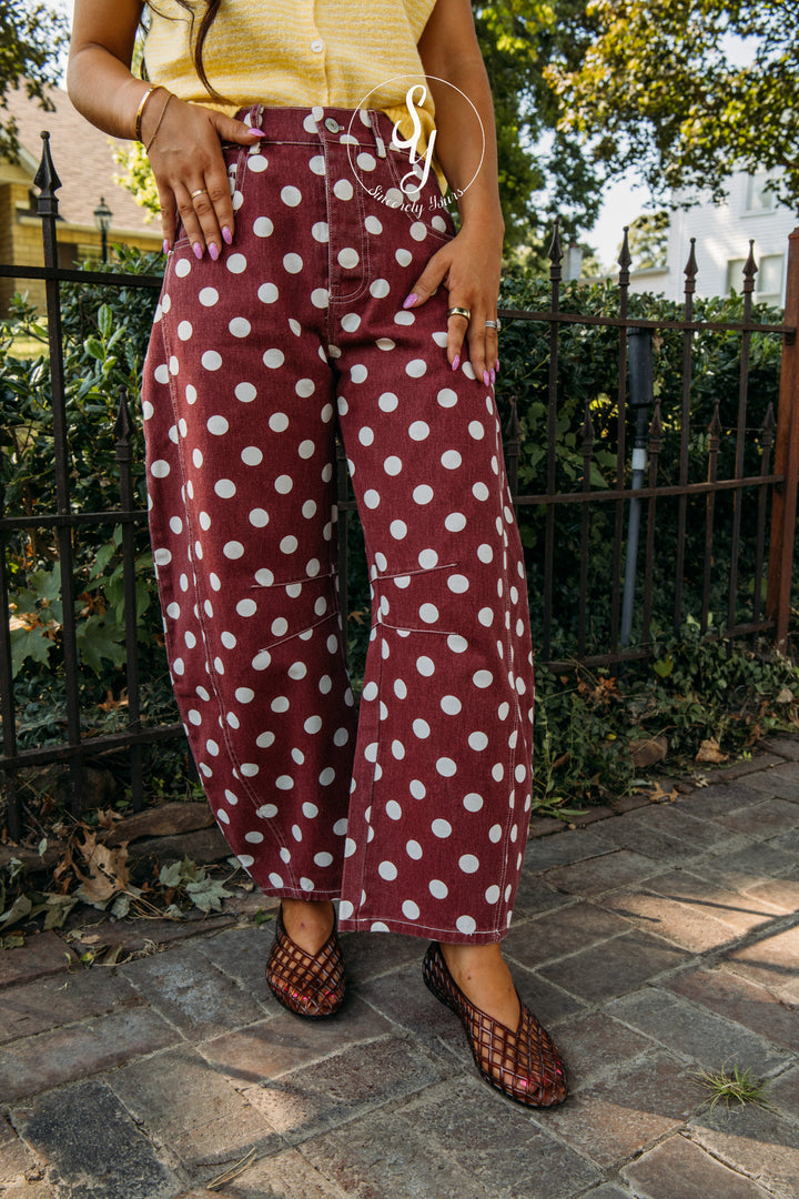 Noma Polka Dot Barrel Denim - Wine