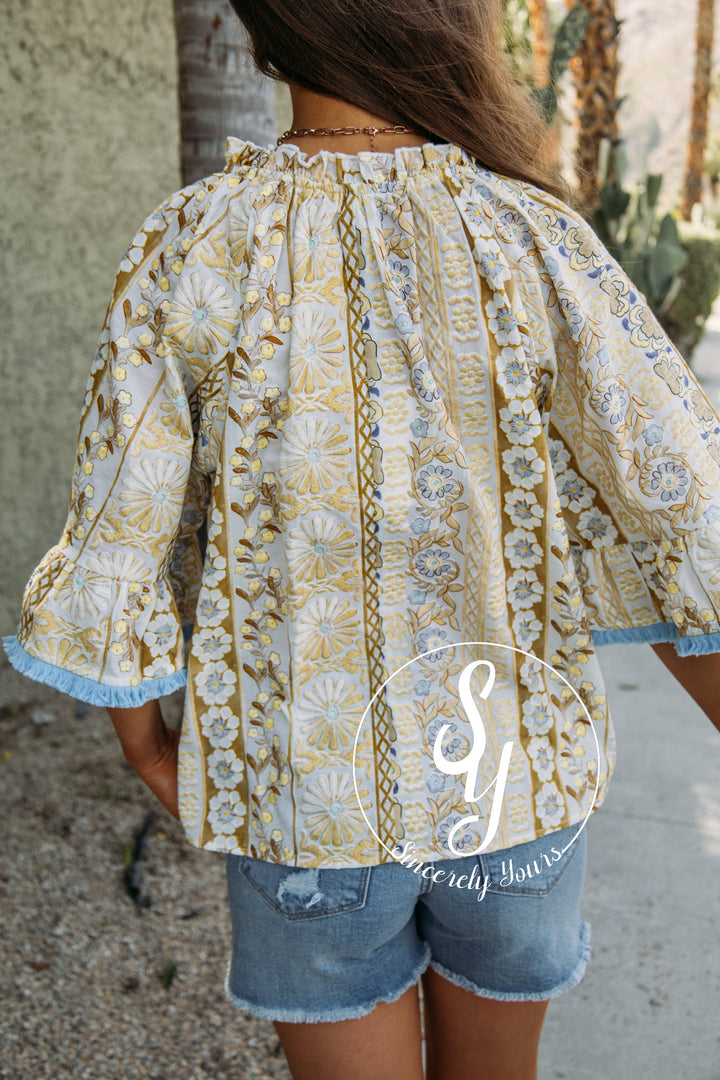 Gentle Floral Design Top - Gold