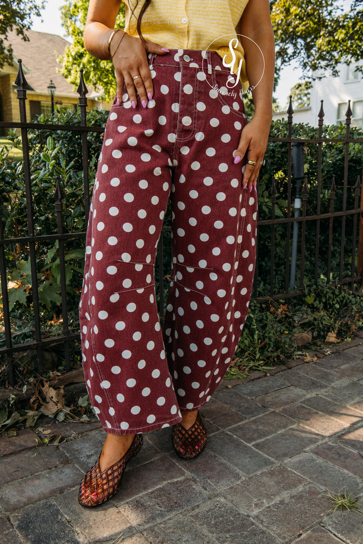 Noma Polka Dot Barrel Denim - Wine