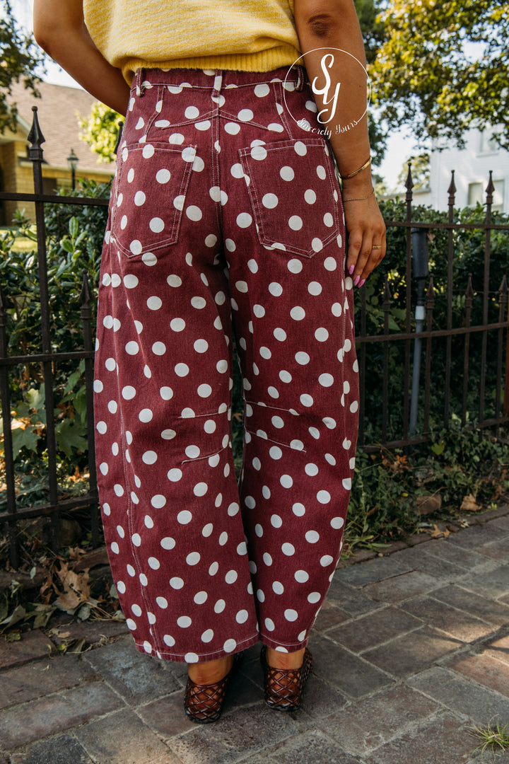 Noma Polka Dot Barrel Denim - Wine