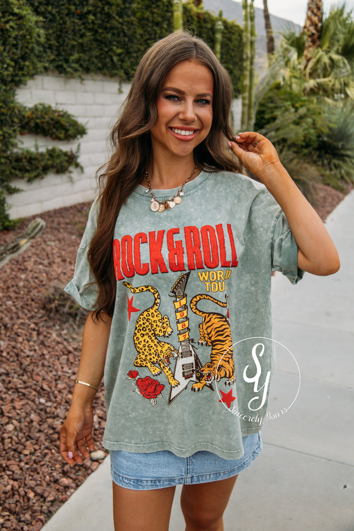 Rock and Roll Graphic Tee - Green