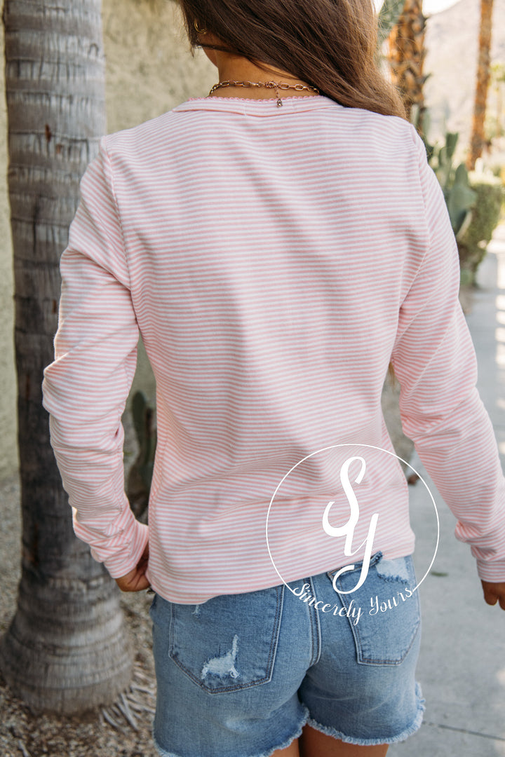 Spring Stripe Top - Pink/White