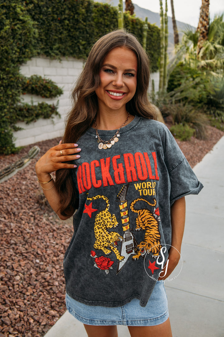 Rock and Roll Graphic Tee - Black