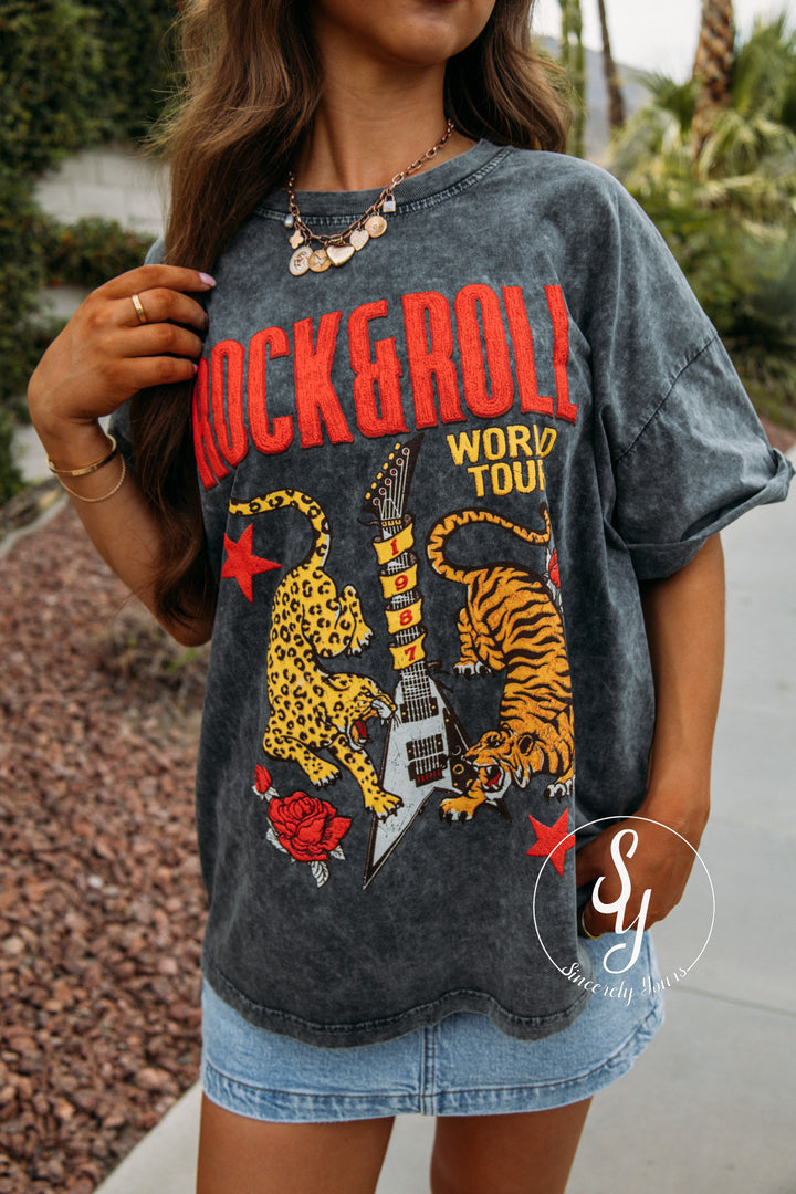 Rock and Roll Graphic Tee - Black