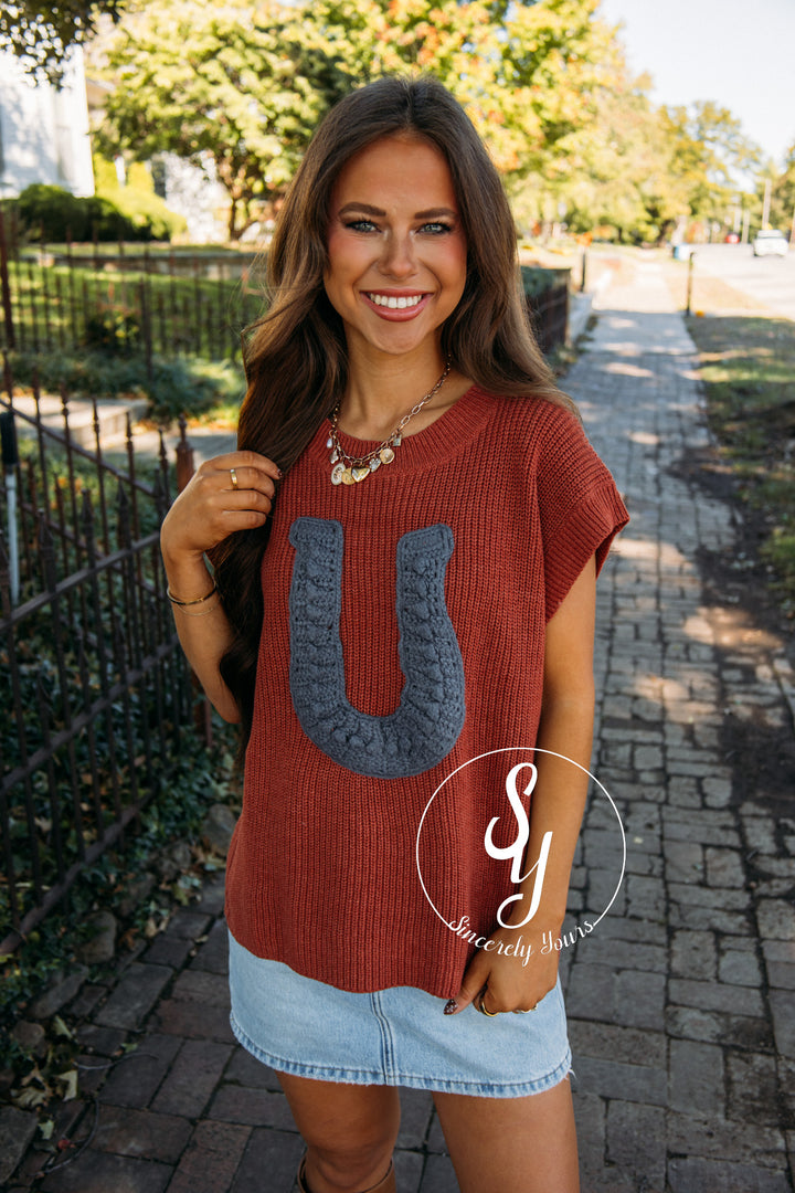 Horseshoe Life Sweater - Terracotta