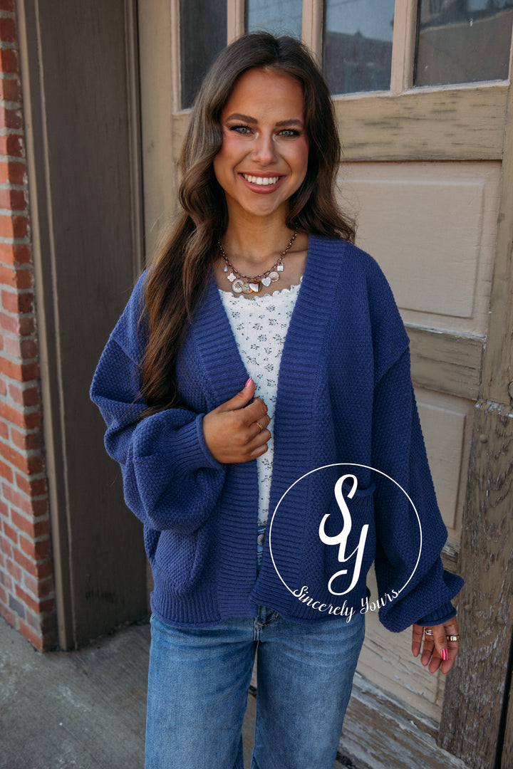 Great Vibes Cardigan - Dusty Indigo