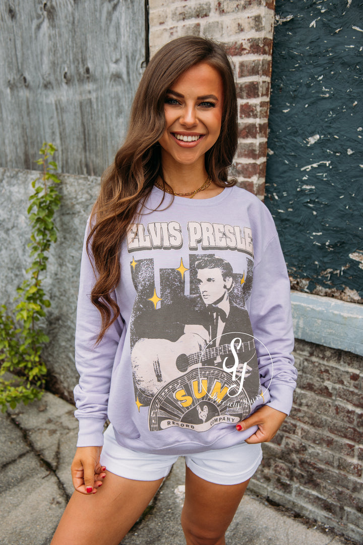 Licensed Sun Records Elvis Sweatshirt-Lilac