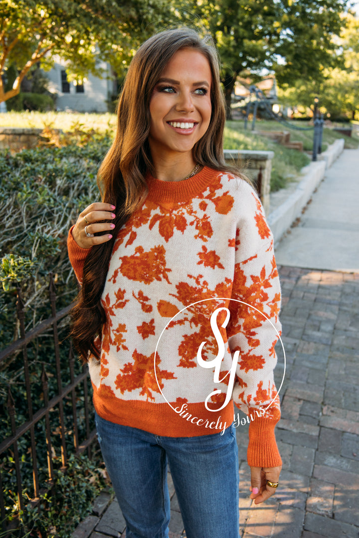 Fall Foliage Sweater - Orange Rose