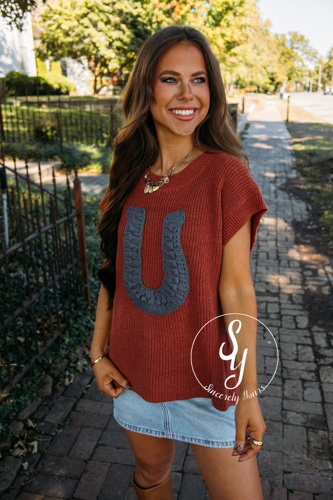 Horseshoe Life Sweater - Terracotta